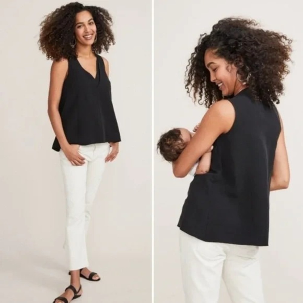 Hatch The Back In The Game Nursing Tank Tencel‎ Linen Blend in Black